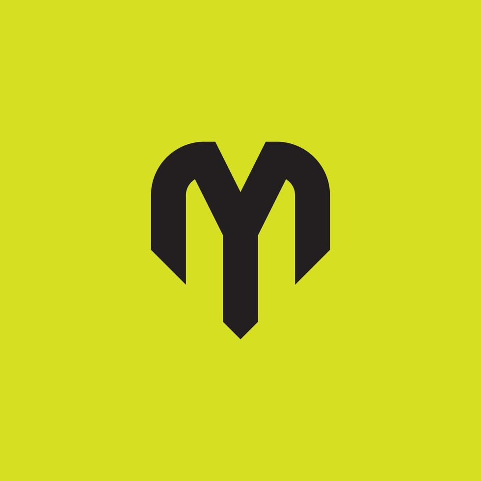 YM or MY initial momogram logo design. vector