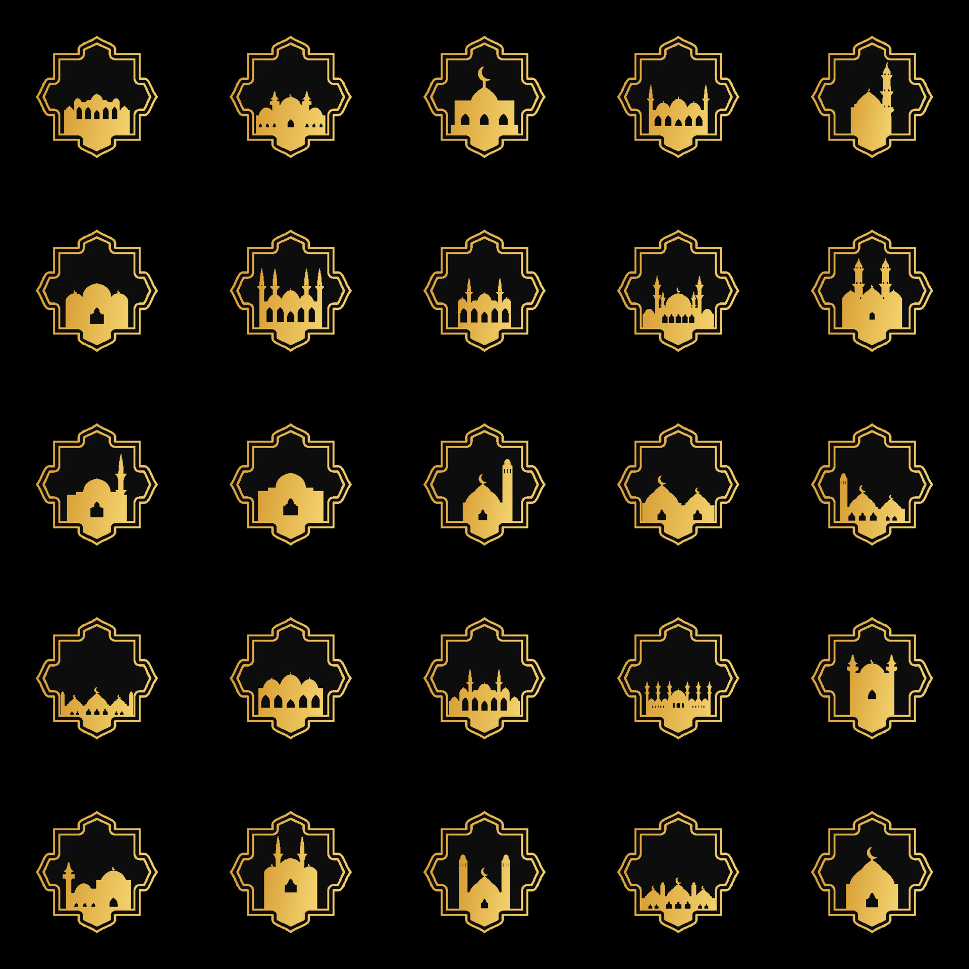 Set of mosque ornament illustration 6512944 Vector Art at Vecteezy