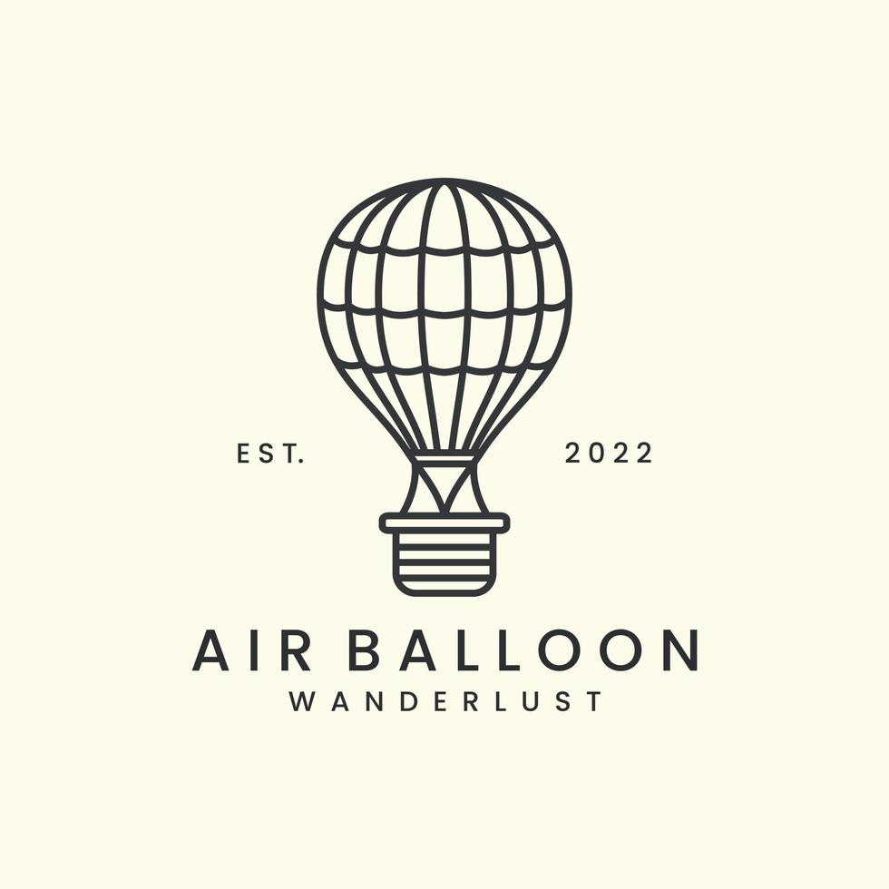 air balloon with line art style logo icon template design. flight, hotair, adventure, festival, vector illustration