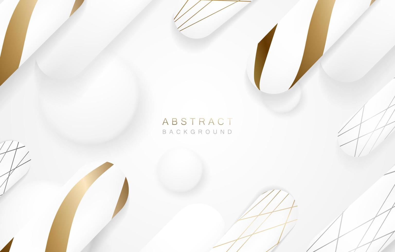 Abstract white gray background with 3d circle ball and golden pattern elements. Art design concept for business banner, poster, cover or backgrounds. Vector illustration