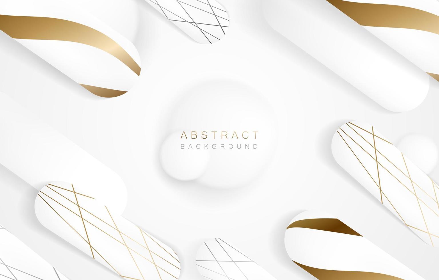 Abstract white gray background with 3d circle ball and golden pattern elements. Art design concept for business banner, poster, cover or backgrounds. Vector illustration