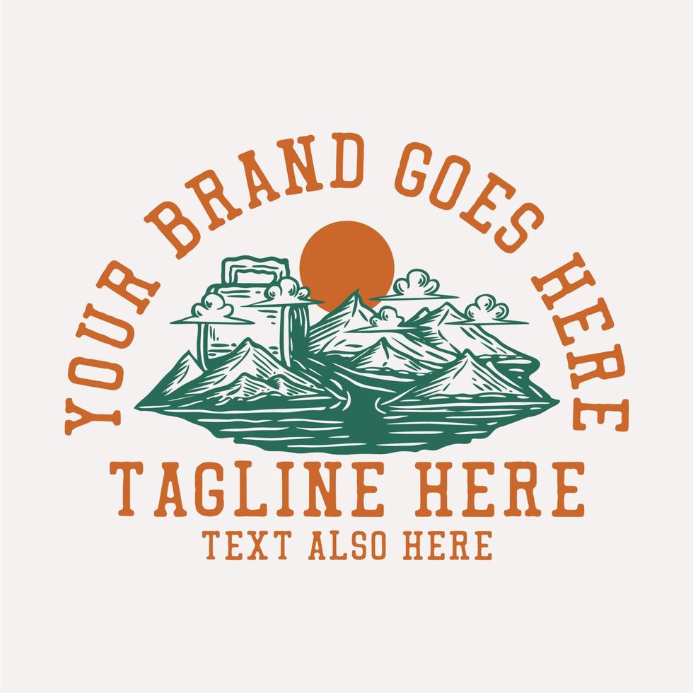 mountain scenery with spilled coffee vintage t shirt design template vector