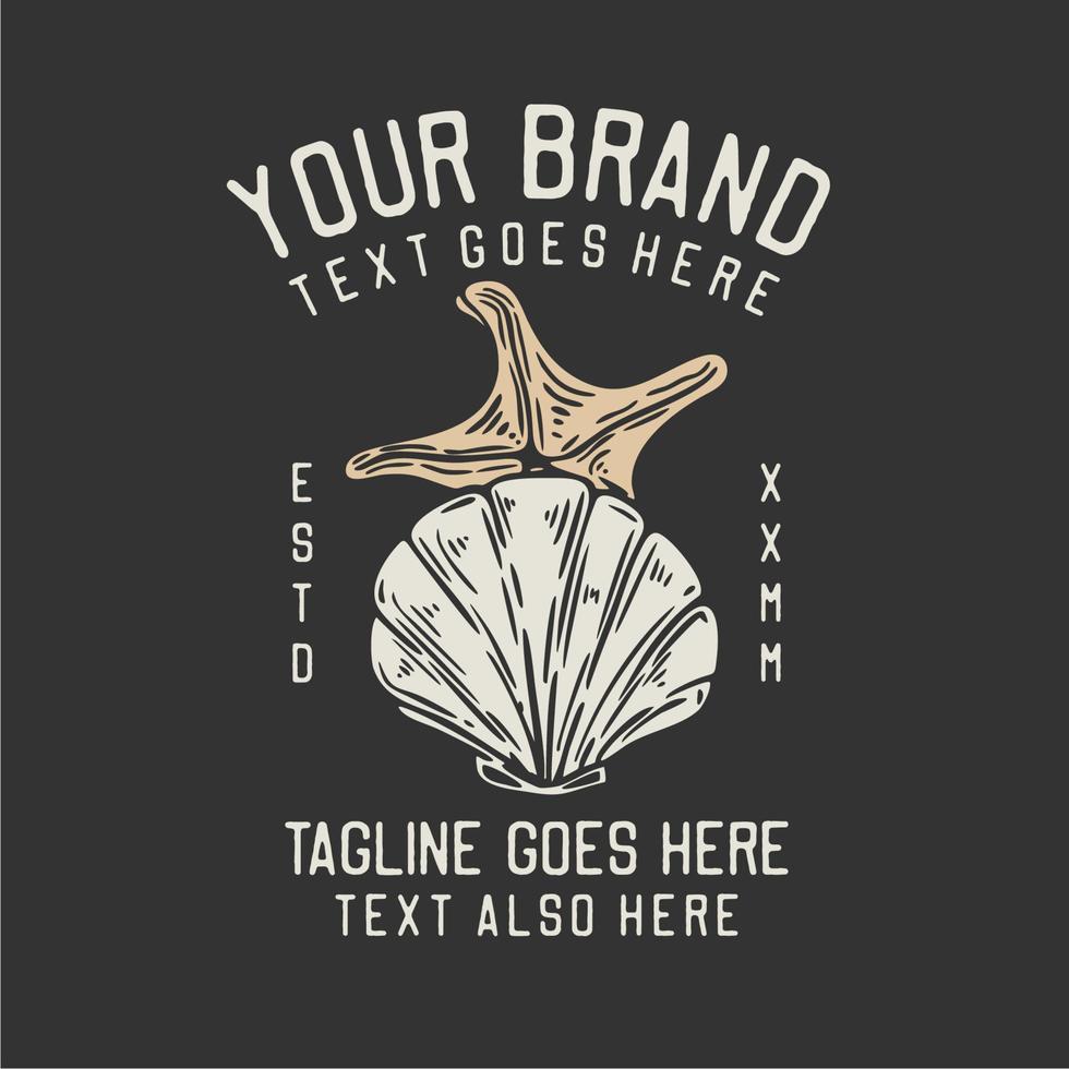 shell and starfish vintage t shirt design template vector