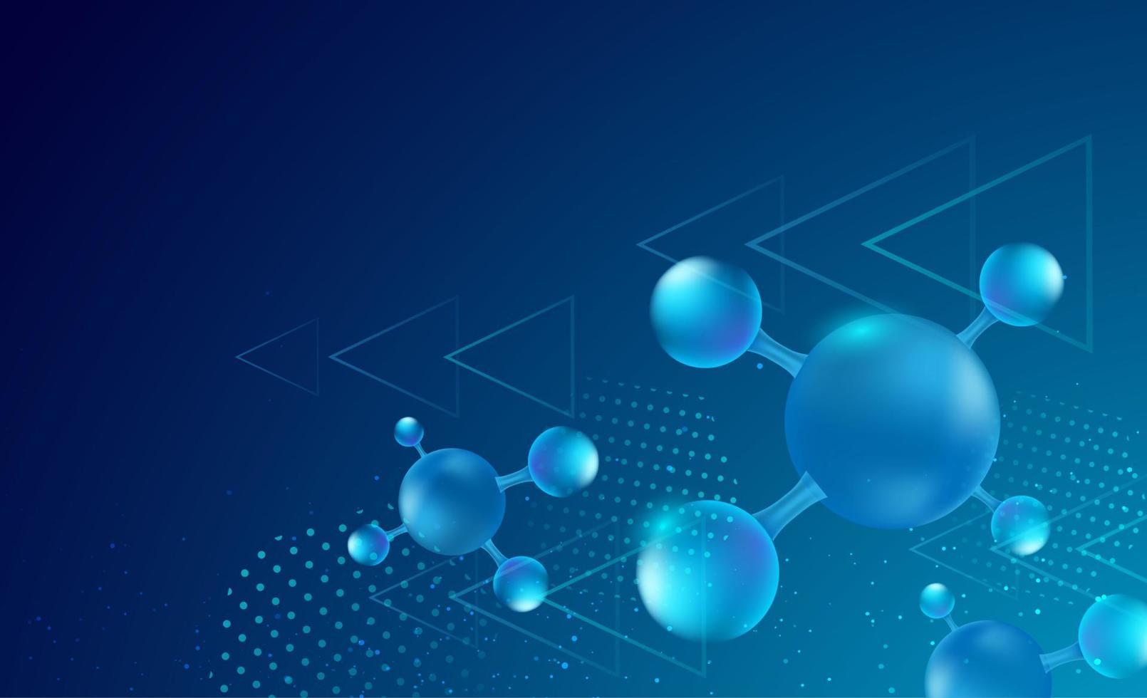 Fondo de ciencia abstracta con elementos de moléculas. fondo azul degradado con molécula de adn para conceptos médicos, científicos y tecnológicos. ilustración vectorial vector