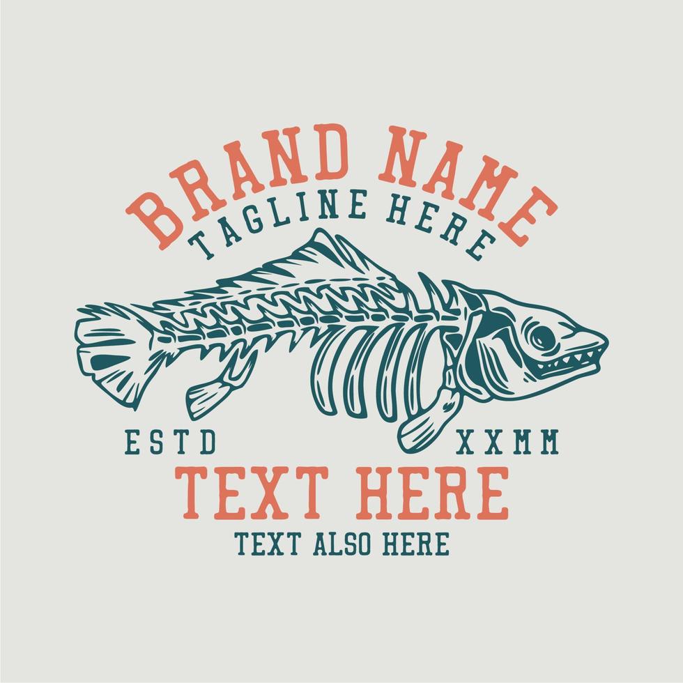 fish bone vintage t shirt design template vector