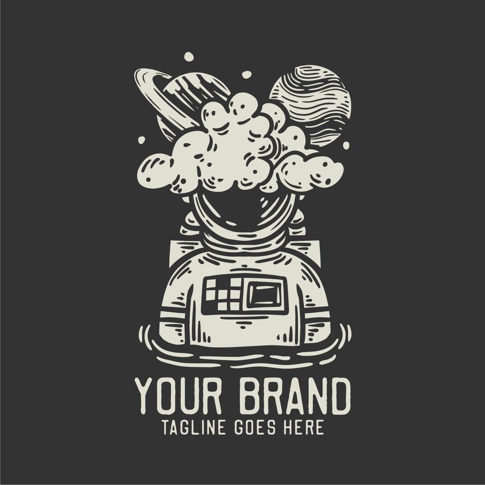 outer space astronaut vintage t shirt design template vector