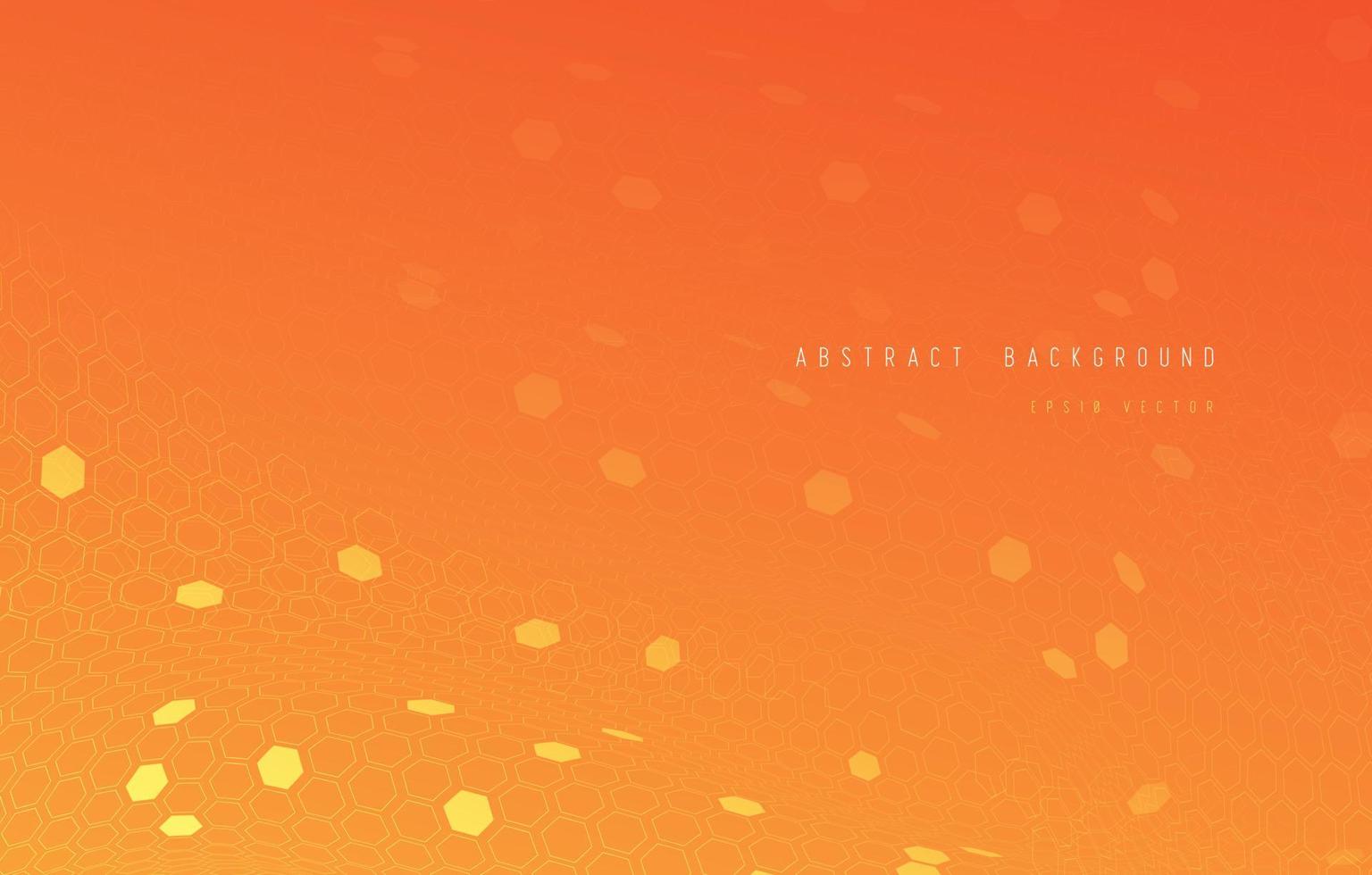 Abstract Lines and Dots connected with hexagon network elements on orange background design. Modern background for big data digital technology connection concept. Vector illustration