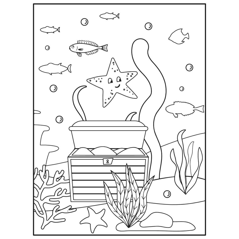 Ocean Animals coloring pages For Kids vector