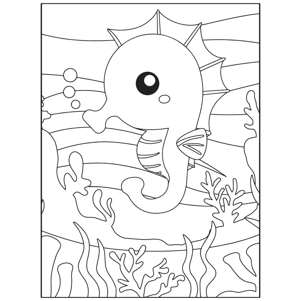Ocean Animals coloring pages For Kids vector