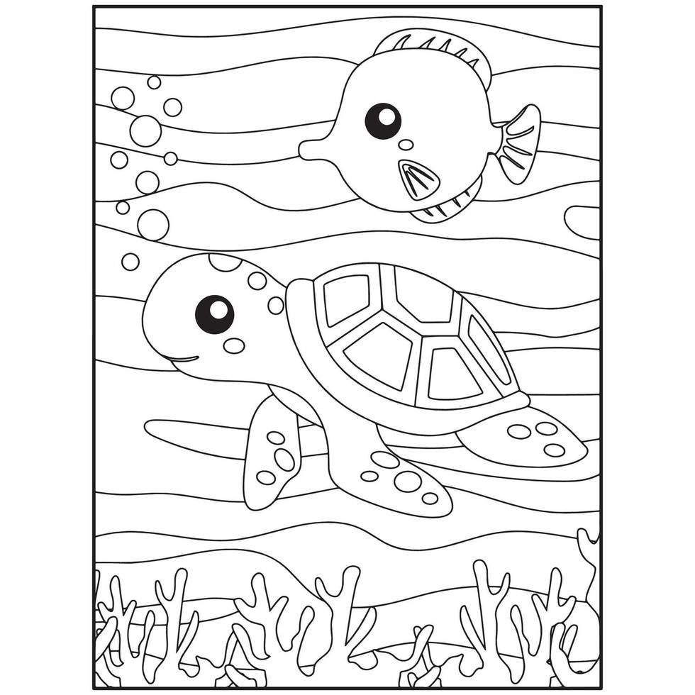 dibujos de animales del mar para colorear para niños 6513402 Vector en  Vecteezy