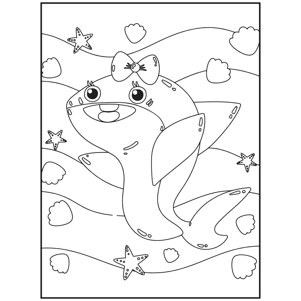 Shark coloring pages for kids vector