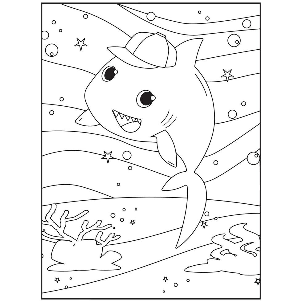 Shark coloring pages for kids vector