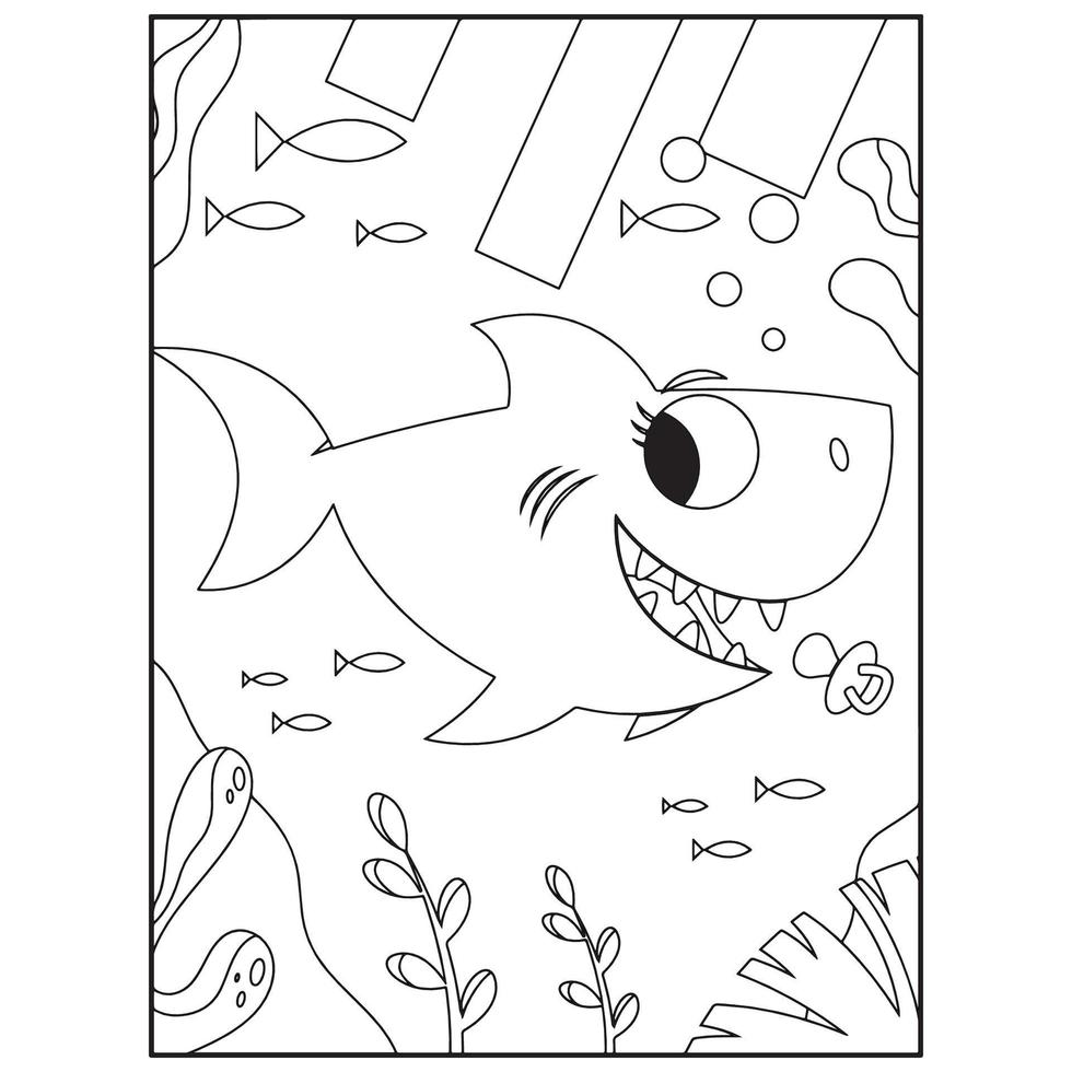 Shark coloring pages for kids vector