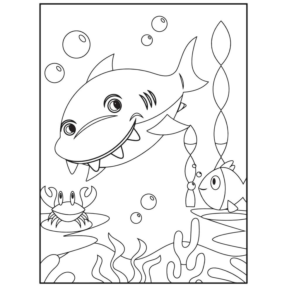 Shark coloring pages for kids vector