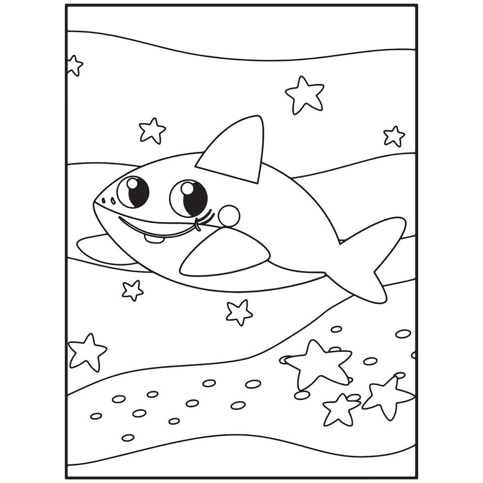 Shark coloring pages for kids vector