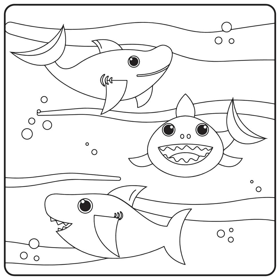 Shark coloring pages for kids vector
