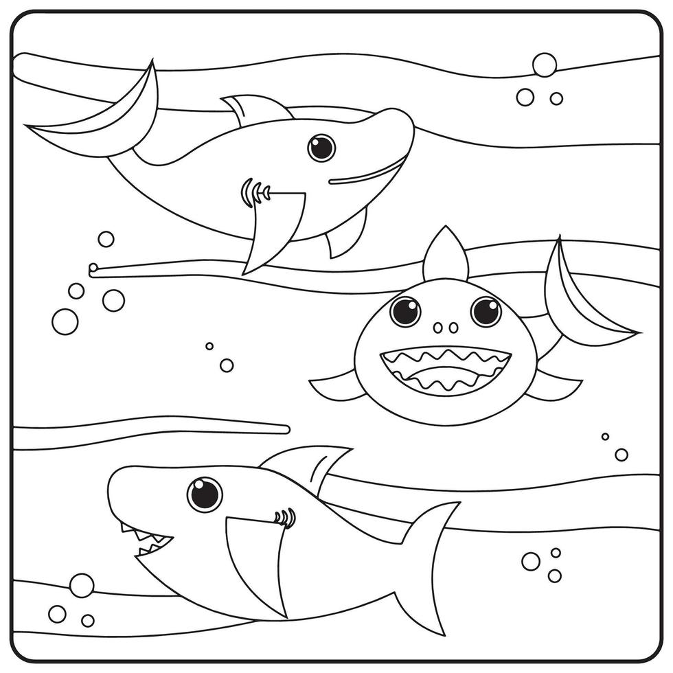 dibujos de tiburones para colorear para niños vector