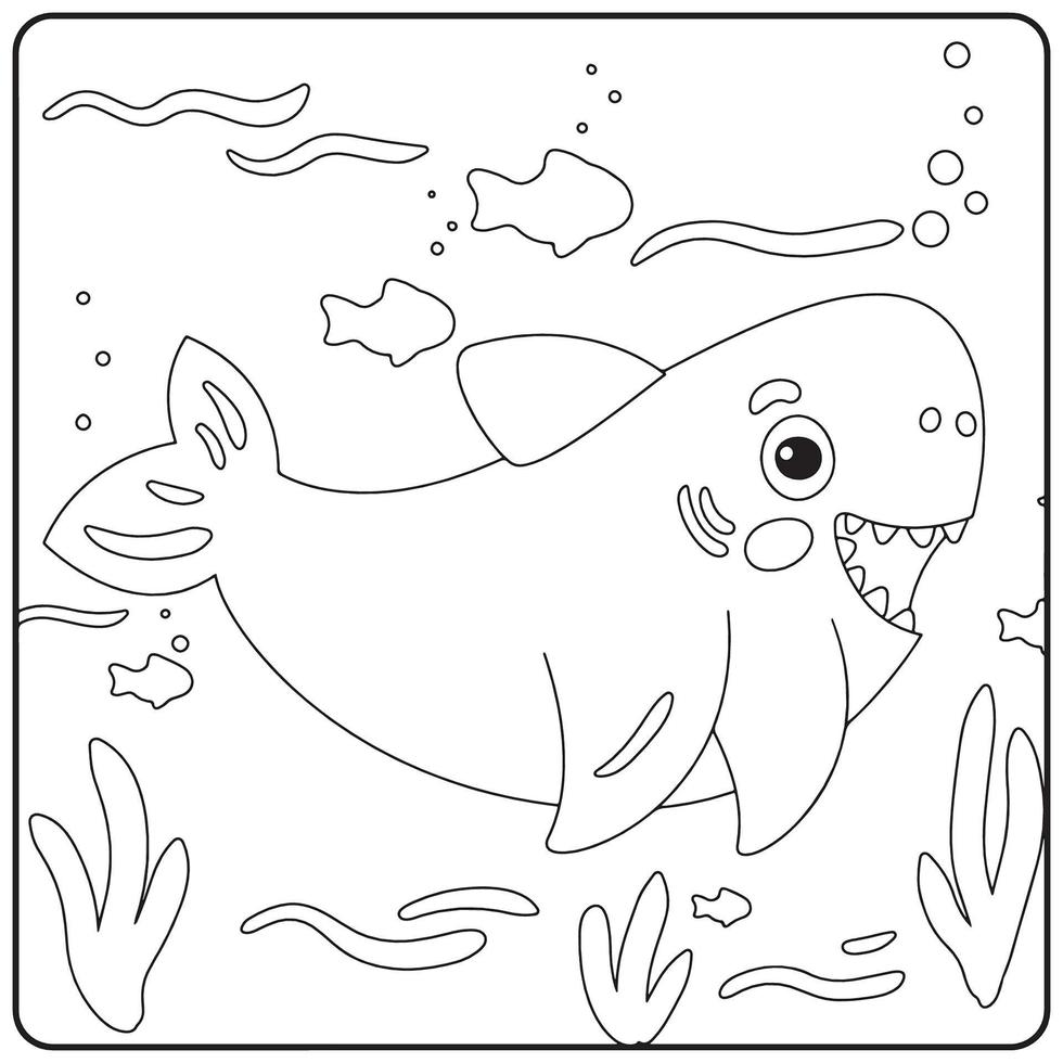 Shark coloring pages for kids vector