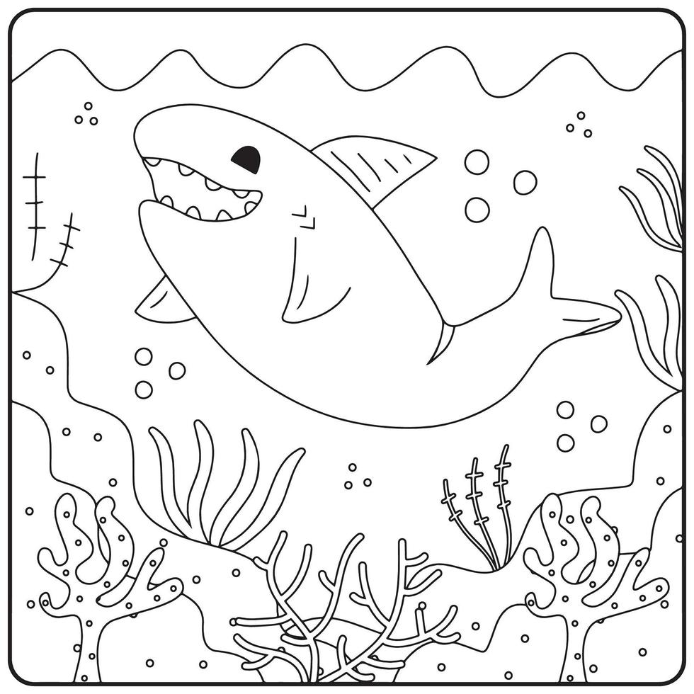 Shark coloring pages for kids vector