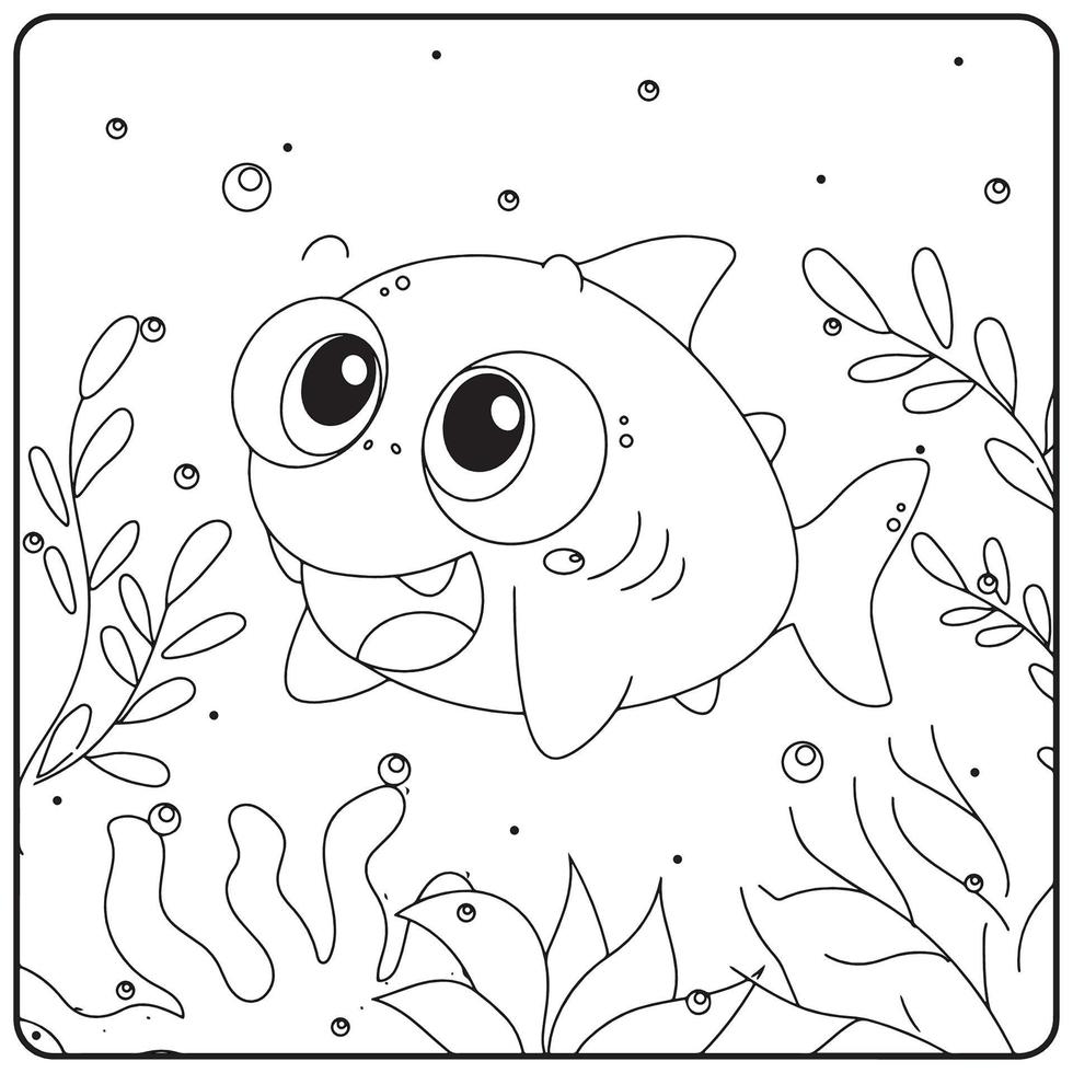 Shark coloring pages for kids vector