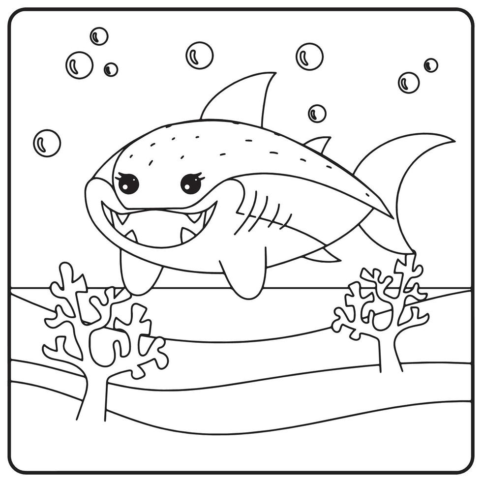 Shark coloring pages for kids vector