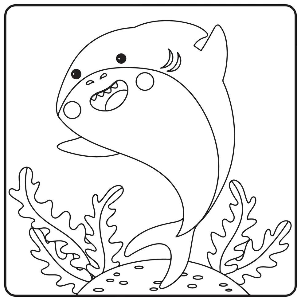 Shark coloring pages for kids vector