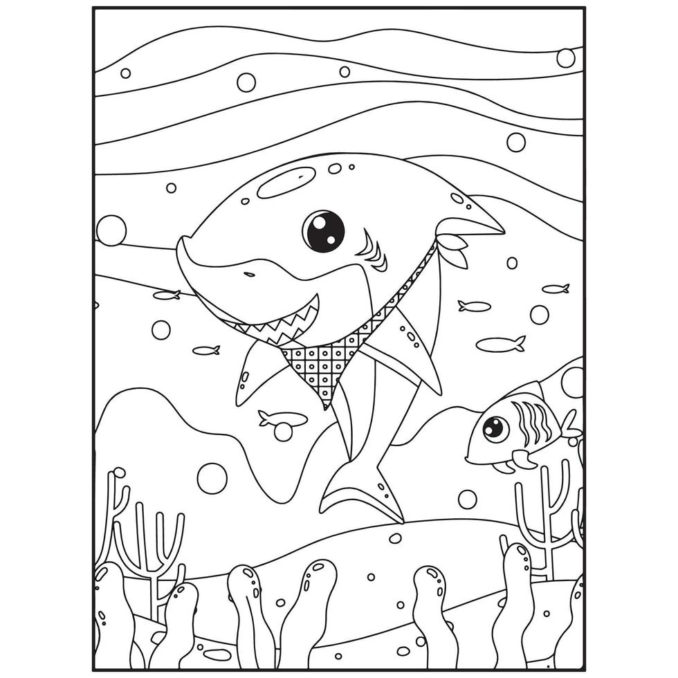 Shark coloring pages for kids vector