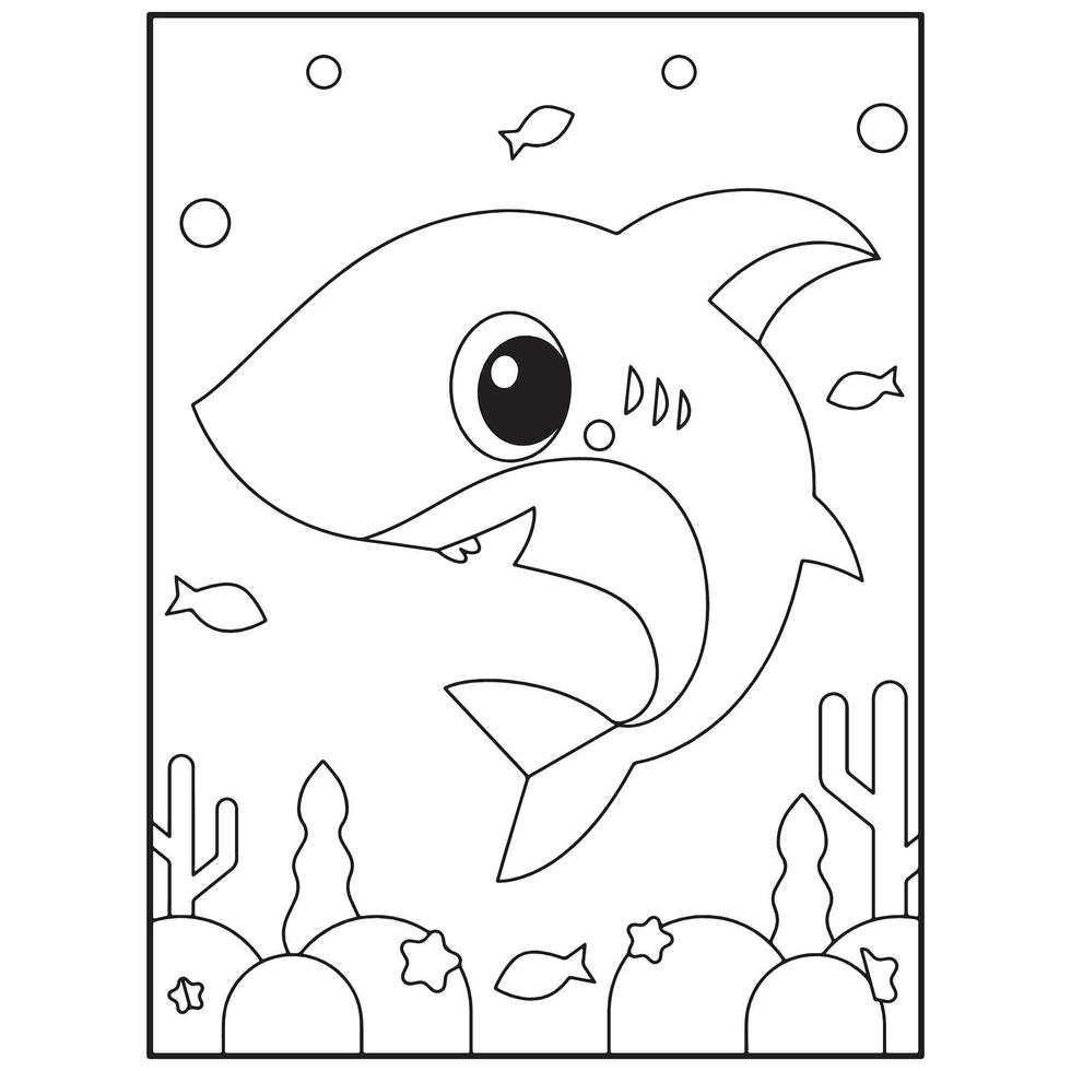 Shark coloring pages for kids vector