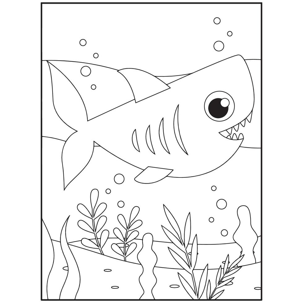 Shark coloring pages for kids vector