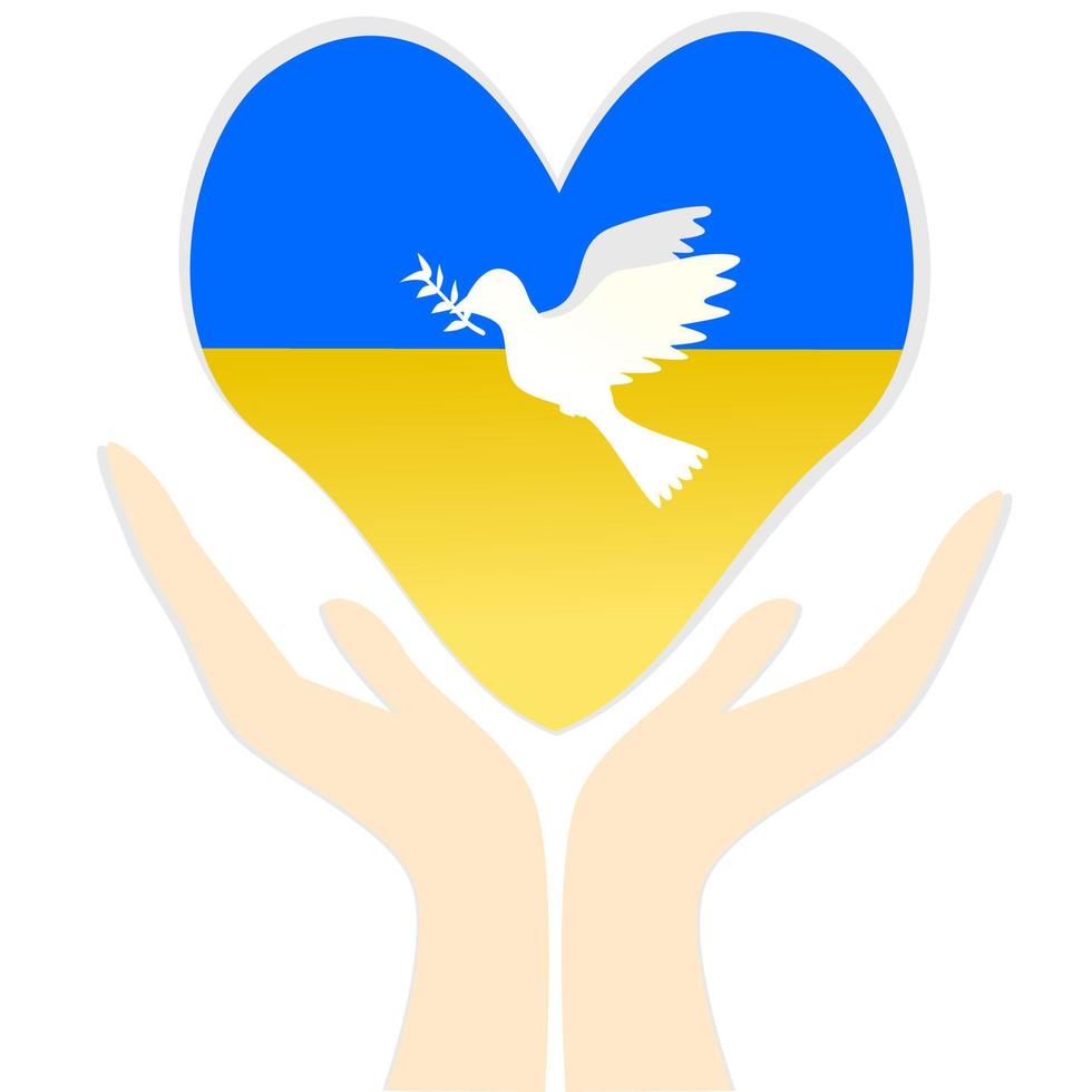 Ukrainian flag with Dove sign of peace. vector