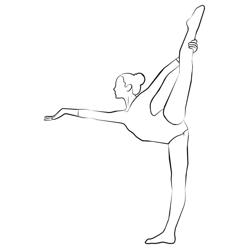 Female Gymnastics Line Art. vector