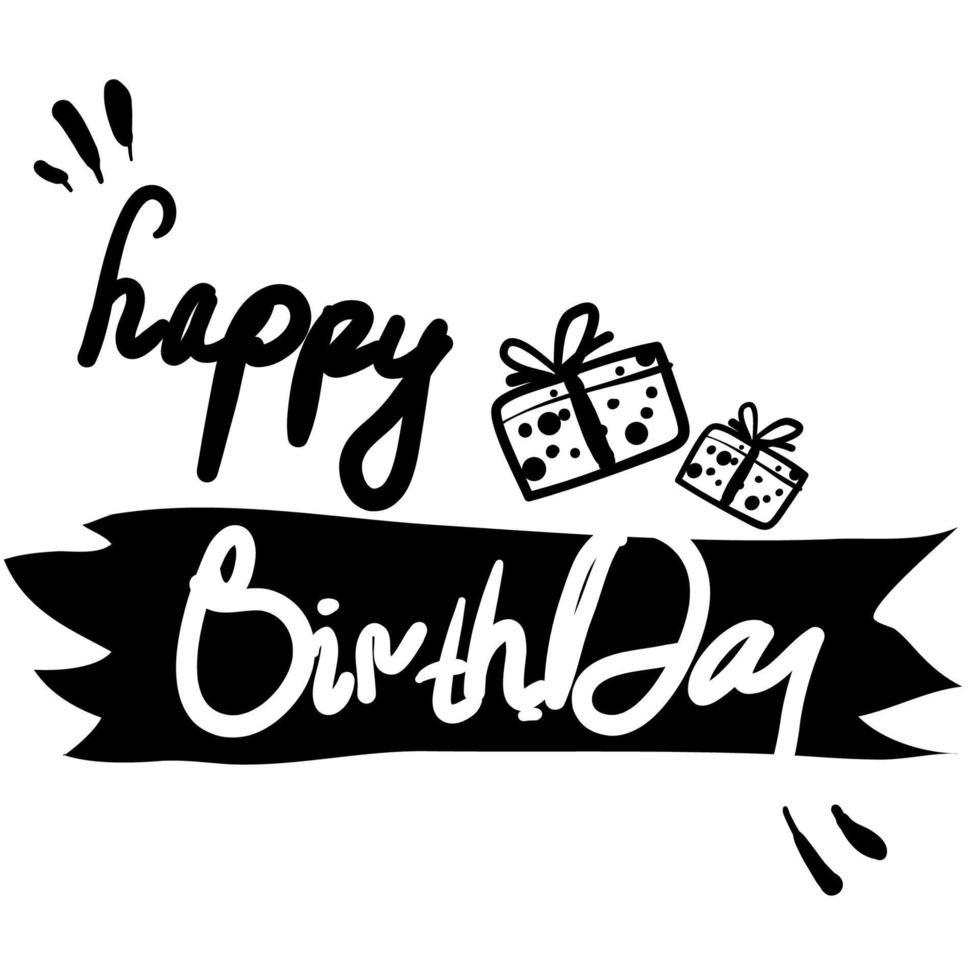 doodle happy birthday typography handdrawn style vector