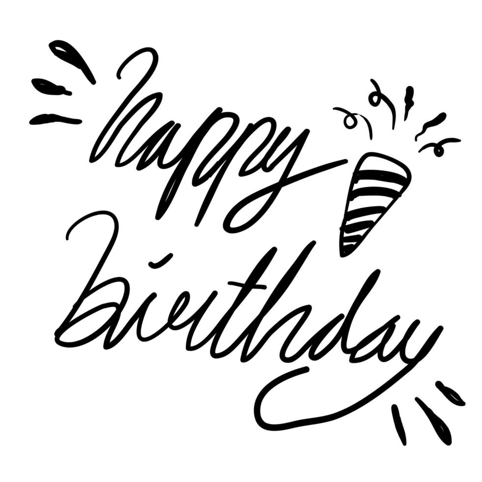 doodle happy birthday typography handdrawn style 6513503 Vector Art at ...