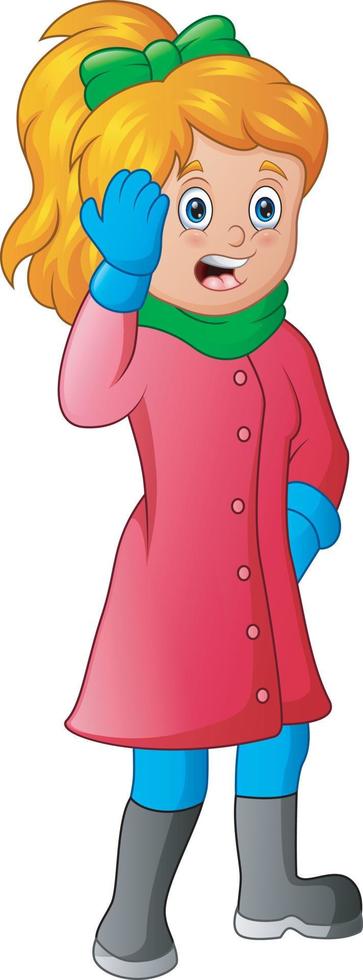 Young woman wearing warm clothes with shocked expressions vector