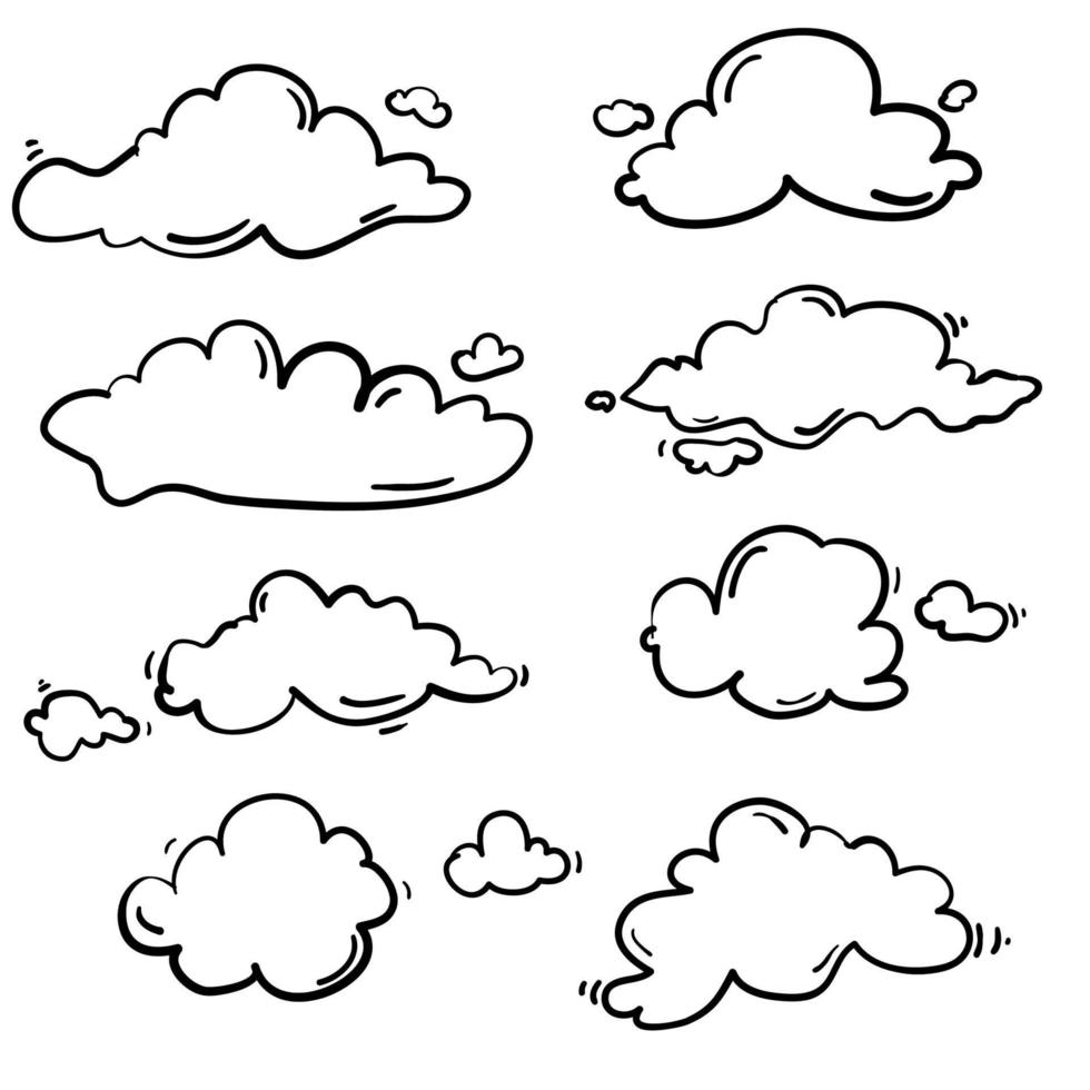 ilustración de nube de doodle dibujada a mano en vector de estilo de dibujos animados