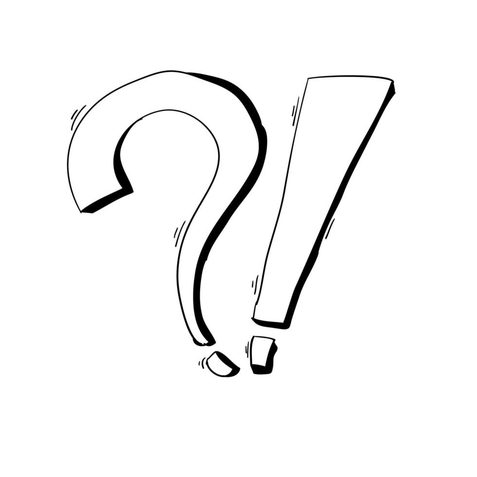 collection of handdrawn exclamation mark doodle in cartoon style vector