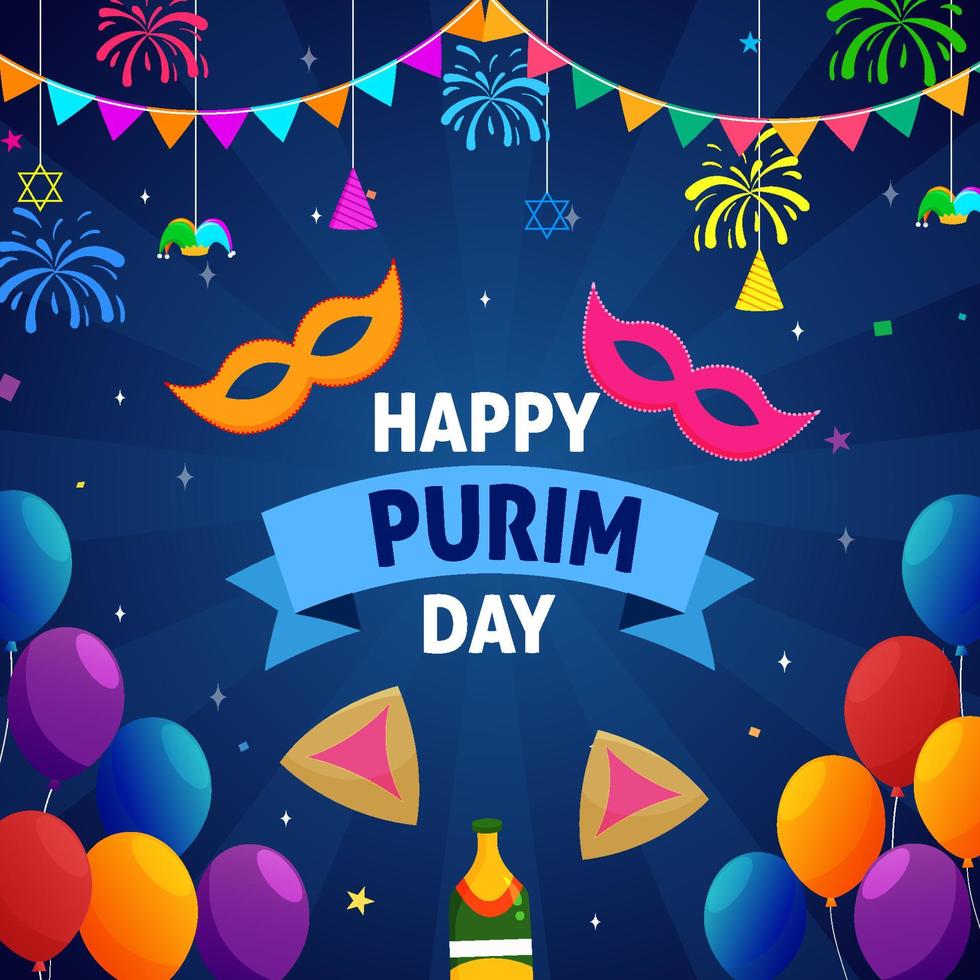 Happy Purim Day Background vector