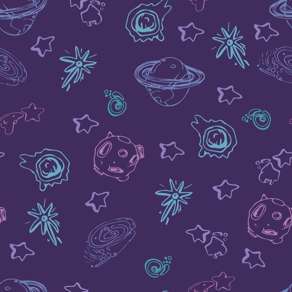 Space seamless pattern print design for Kids with stars, rockets. design for fashion fabrics, textile graphics, prints. vector