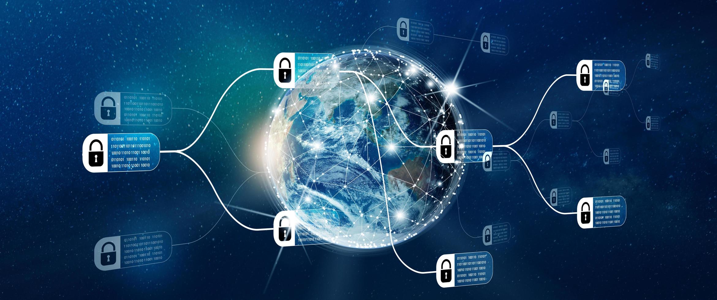 concepto de red de cadena de bloques. tecnología de contabilidad distribuida. foto