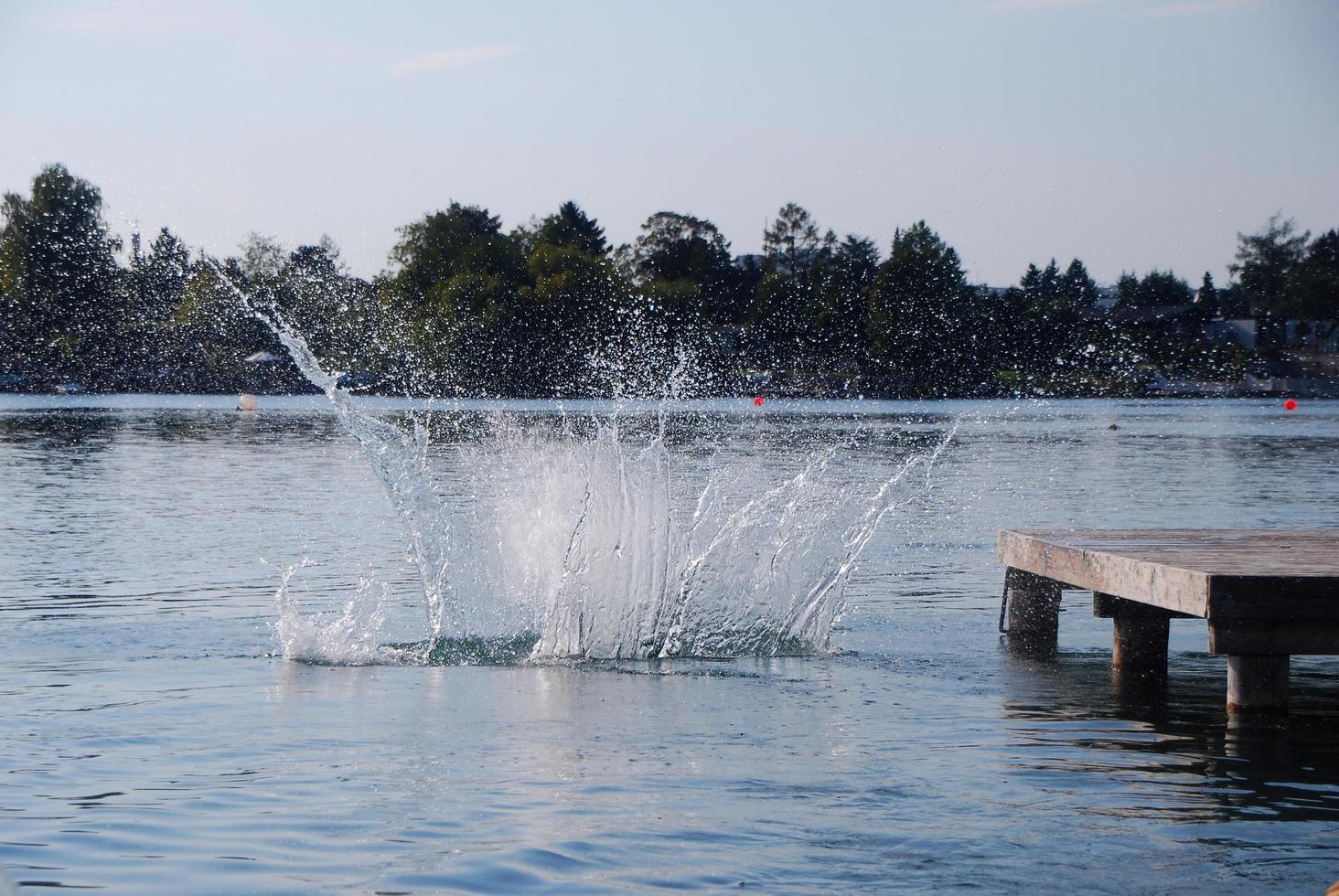 jump in the water and summer in the lake photo