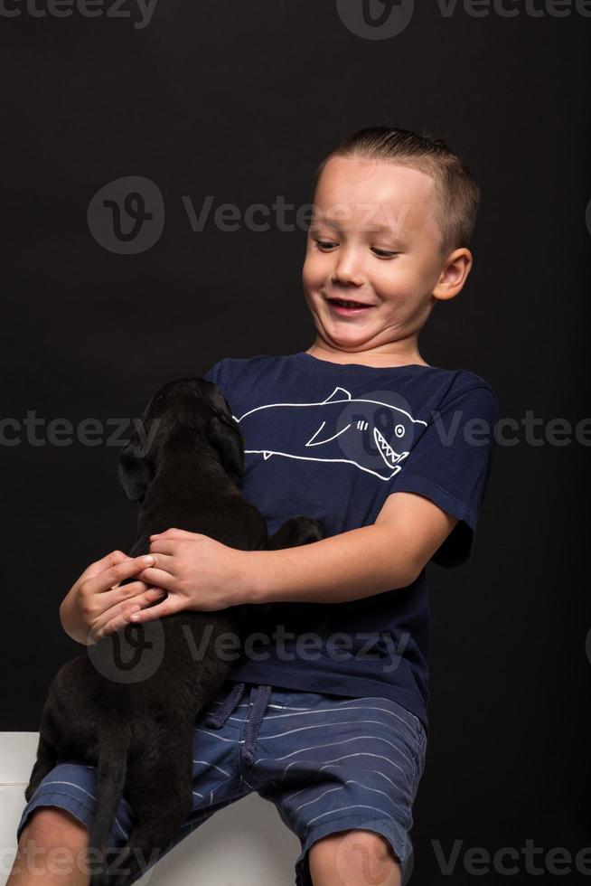 boy and dog photo