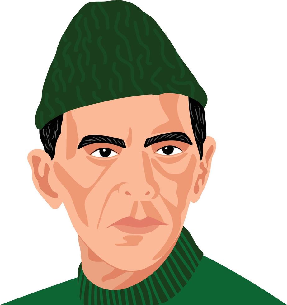Quaid e Azam Portrait Illustration vector