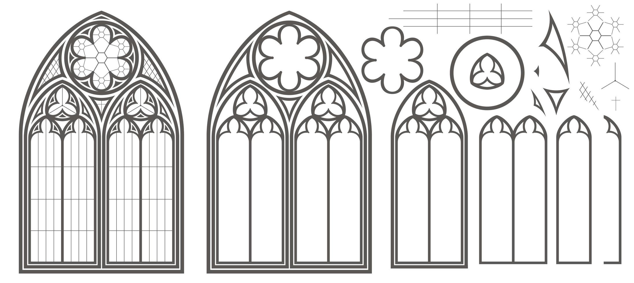 Medieval Gothic stained glass window vector set 6515642 Vector Art at