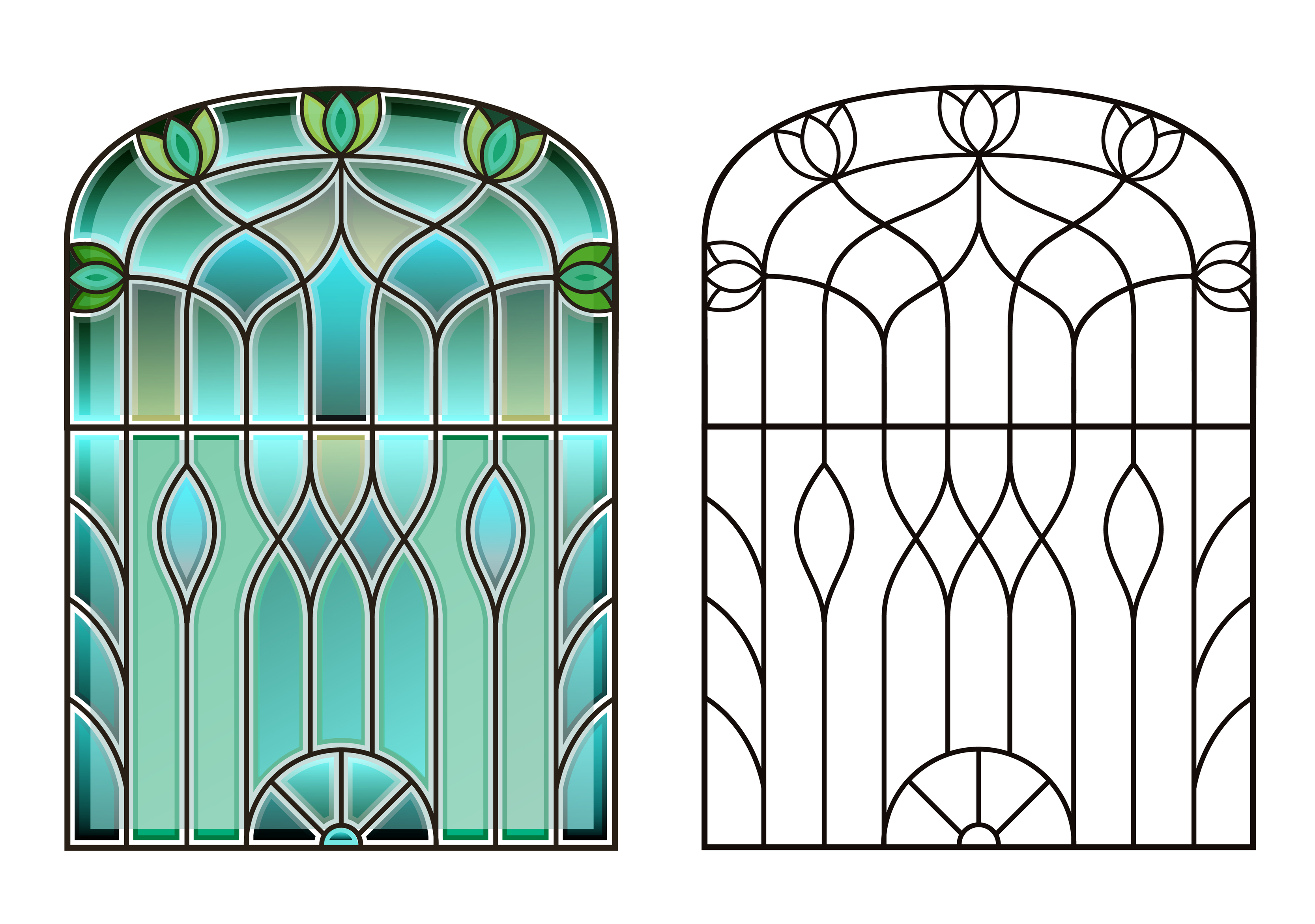 arched-vintage-old-window-with-stained-glass-6515646-vector-art-at-vecteezy