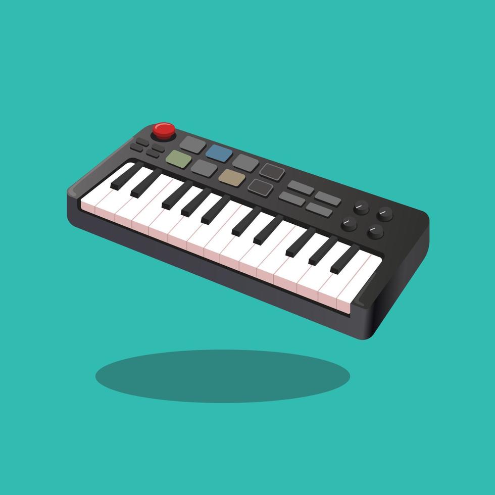 mini teclado eléctrico piano instrumento musical símbolo ilustración vector