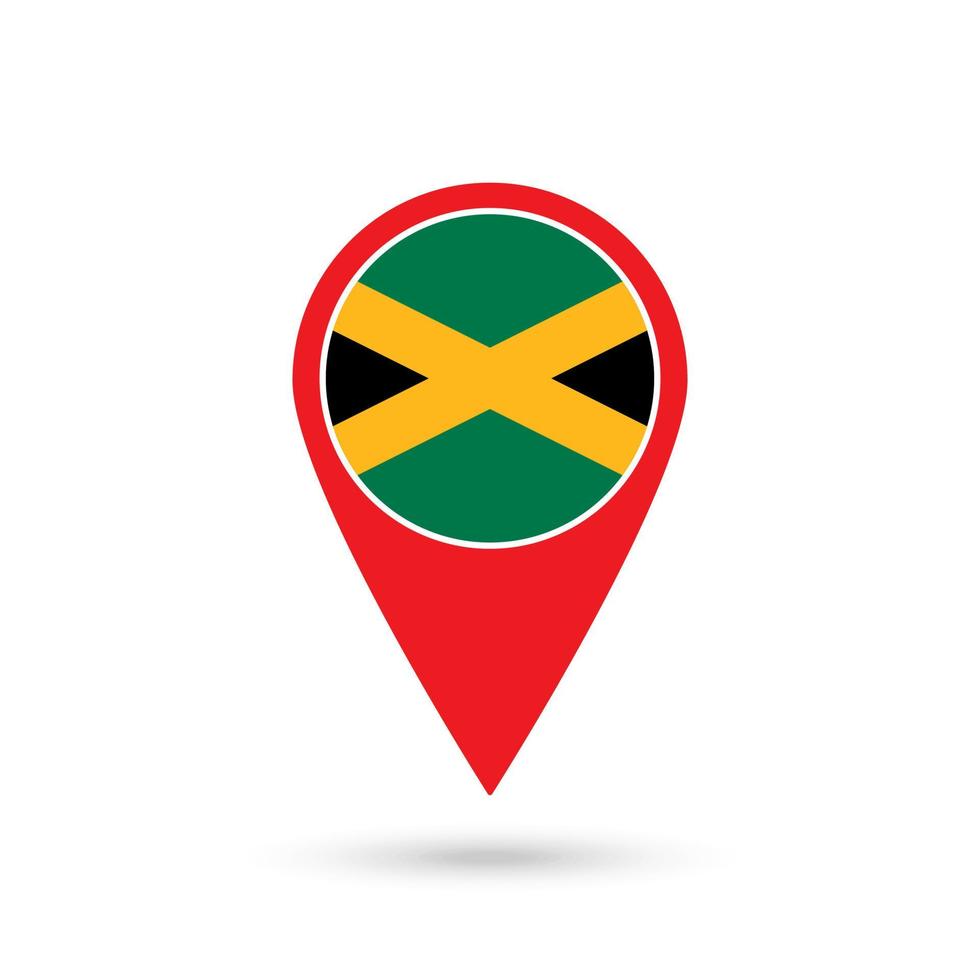 puntero del mapa con país jamaica. bandera jamaicana. ilustración vectorial vector