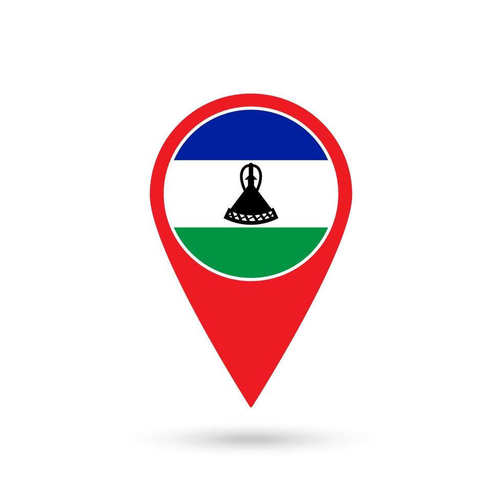 Map pointer with contry Lesotho. Lesotho flag. Vector illustration.