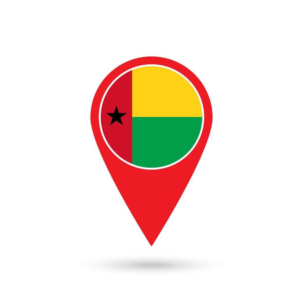 Map pointer with contry Guinea-Bissau. Guinea-Bissau flag. Vector illustration.