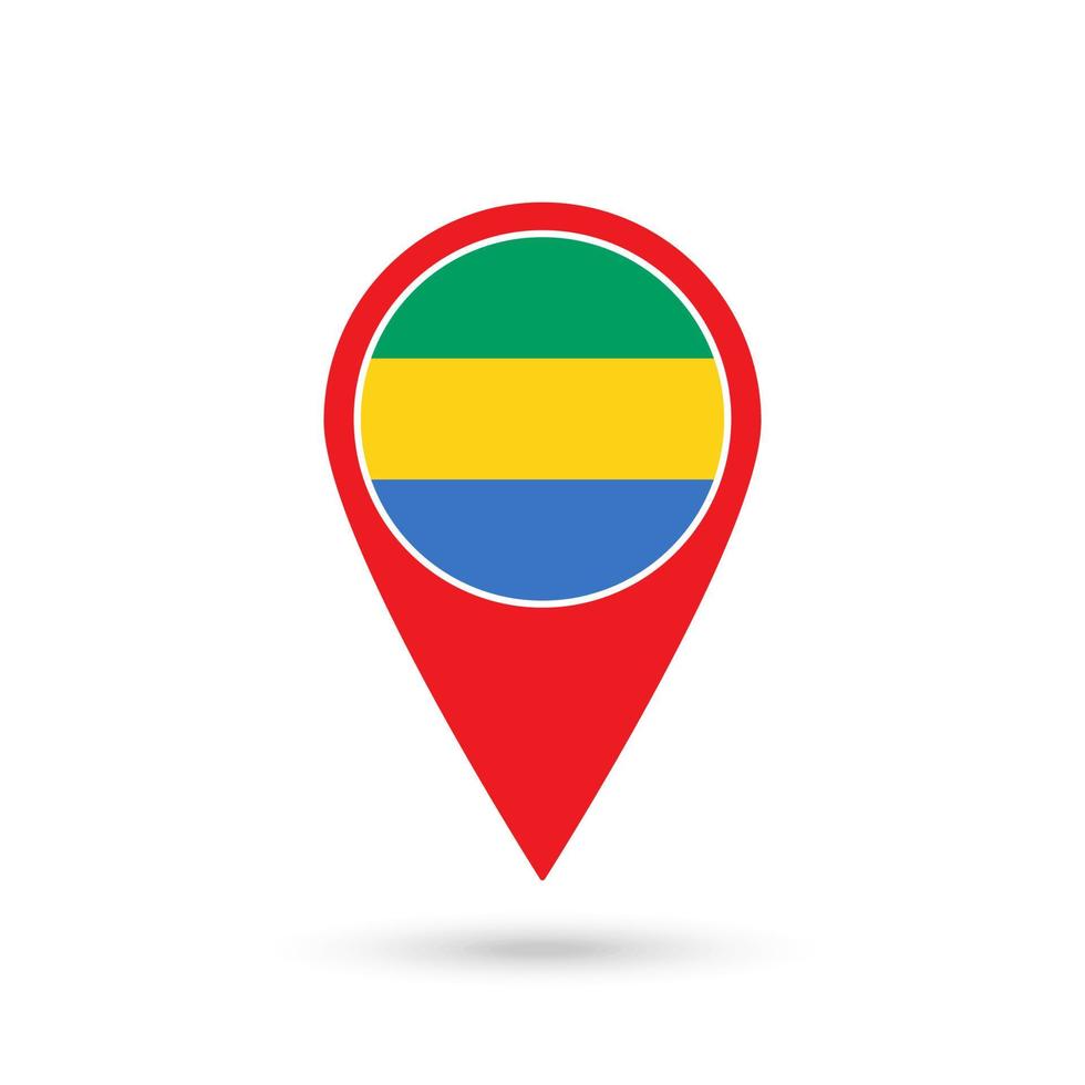 Map pointer with contry Gabon. Gabon flag. Vector illustration.