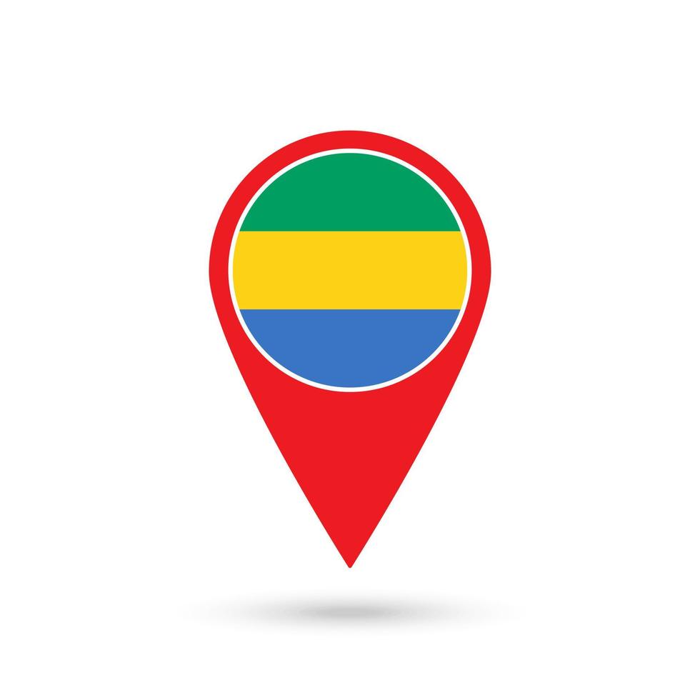 Map pointer with contry Gabon. Gabon flag. Vector illustration.